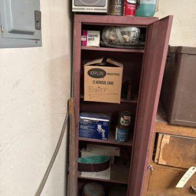 Sale Photo Thumbnail #45: #1170 • Metal Storage Cabinet, Wood Plane, Paint Spray Gun, Router, Coated Abrasive Belts
