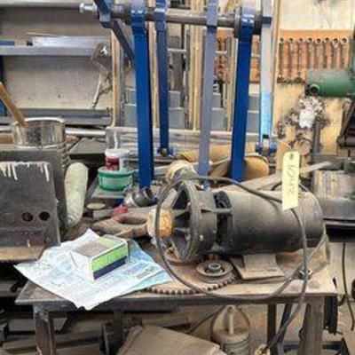 #1042 • Portable Work Bench, Pump Motor, Mechanical Press
