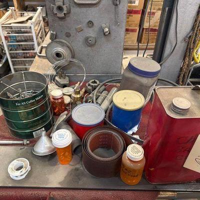 #1196 • Work Bench, Clamps, Flood Lights, Extension Cords, Wooden Drawers
