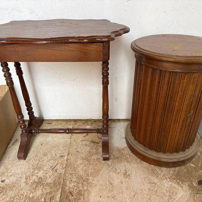 #6506 • Wooden Side Table and Pedestal Table
