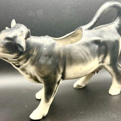 Antique Black & White Porcelain Cow Creamer Pitcher
