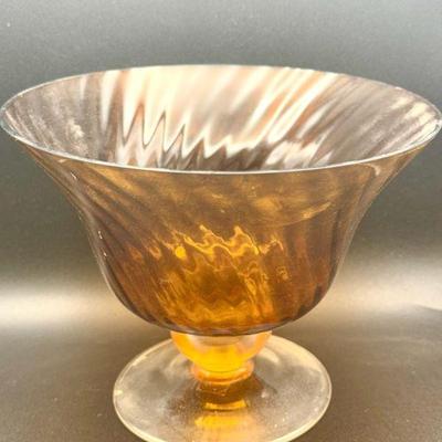 FTD amber glass footed bowl
