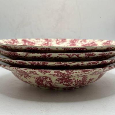Gold Trimmed Pink & Cream Floral Porcelain