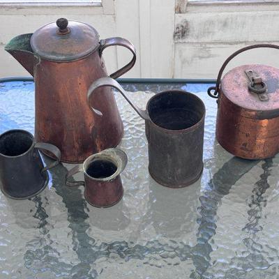 (5) Copper And Metal Handle Vessels
