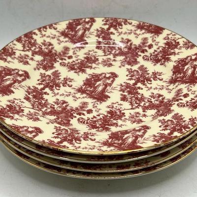 Gold Trimmed Pink & Cream Floral Porcelain