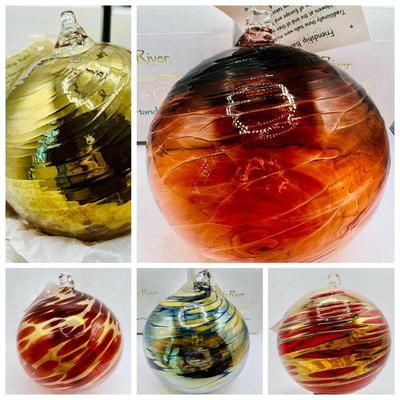 (5) 4.5” Glass Ornaments New in Original Boxes

