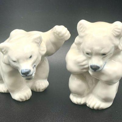 (2) Royal Copenhagen polar bear figurines
