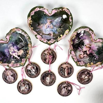 Lot #119 Vintage 2001 Bradford Heart Shape Plates and 1997 Ornaments
