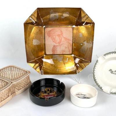 Lot #124 Vintage Ashtrays & Cigarette Box
