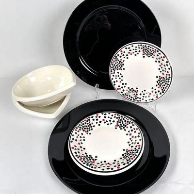 Lot #132 Arcoroc Dinner Plates, Confetti Salad Plates and Soup Bowls