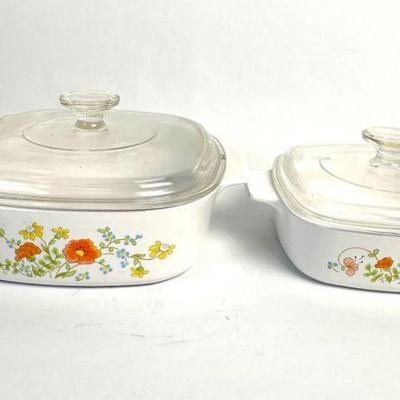 Lot #27 Vintage Corningware Wildflower Casserole Dishes w Lids

