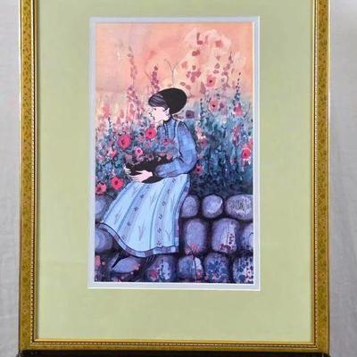 Lot #64 Vintage Art 1986 Lithography "Elizabeth's Flowers" by Pat Buckley Moss
