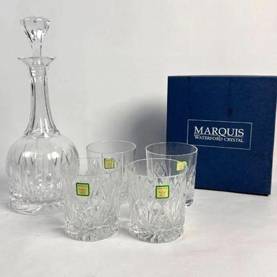Lot #46 Vintage Atlantis Crystal Decanter and Waterford Marquis Crystal Glasses
