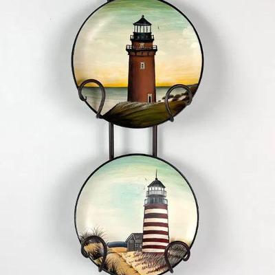 Lot #120 Lighthouse Plates with Metal Holder / Wall Art
