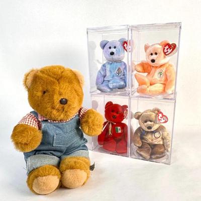 Lot #32 Vintage Collection of TY Beanie Babies with Acrylic Cases & Muffin Family Bear
