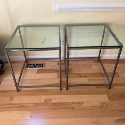 Brushed steel side tables