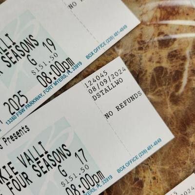 AVAILABLE NOW FOR PRE_SALE+++2 Tickets Frankie Valli & The Four Seasons 4.11.2025 (BUY ONE GET ONE FREE $151.50)
