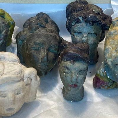 (6) Vintage Pottery Clay Miniature Heads