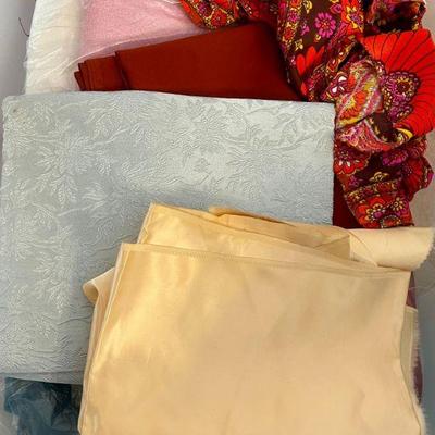 18 Gallon Tote Of Vintage 1940's And Up Material Remnants - Velvet, Cotton, Rayon, Pattern, And More