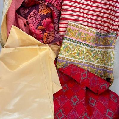 18 Gallon Tote Of Vintage 1940's And Up Material Remnants - Satin, Cotton, Flannel, And More 