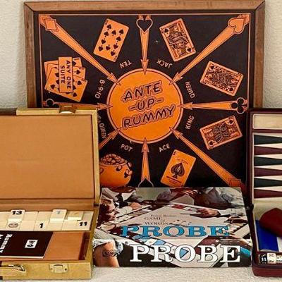 (4) Vintage Games - Probe, Rummy Atache, Backgammon, Ante Up Rummy Board
