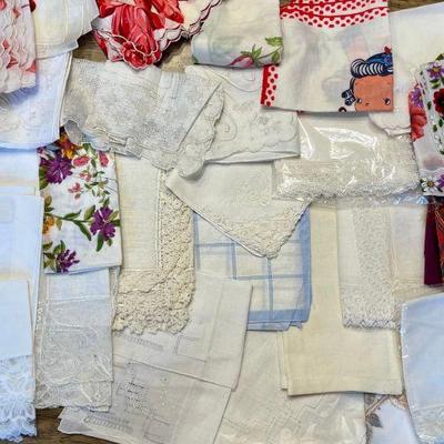 Lot Of Vintage Lace, Embroidered, And Cotton Handkerchiefs - Kendels, Frae Scotland, 