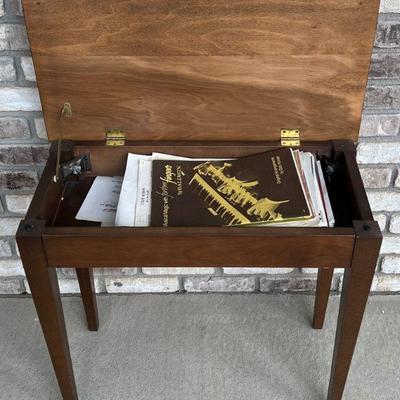 Vintage Lift Top Piano Bench With Assorted Sheet Music