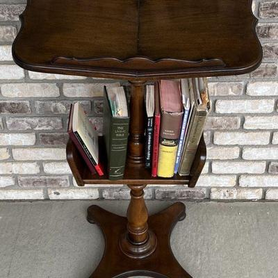 Vintage Wooden Book Stand With Books 