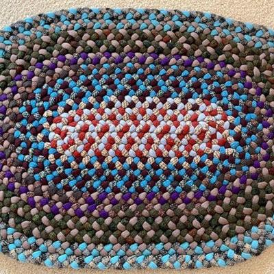 Vintage 30" X 20" Oval Braided Rug