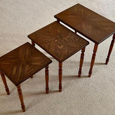 Vintage 3 Piece Wooden Nesting Table Set