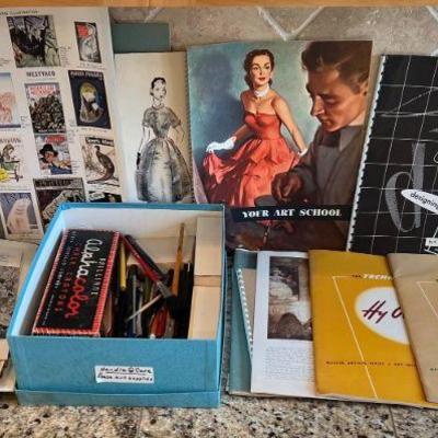 Vintage Artist Lot - Commercial Art And Design, Illistrator, Your Art School, Pencils, Chalk, And More