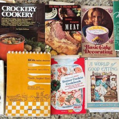 Vintage Cook Books And Magazines - Crockery Cookery, Hello Neighbors, Maxine Molvey, Pillsbury, And More As Is