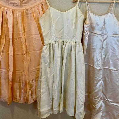 Vintage Hand Made 1940's Pink Satin Skirt, Red Satin Skirt, Satin Slip With Lace, Slip Dress Sizes XS