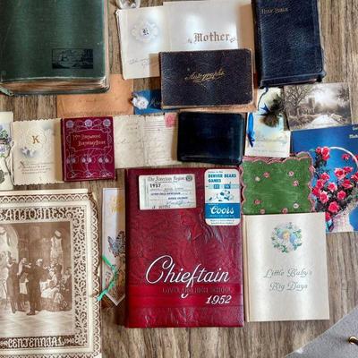 Lot Of Ephemera - Photo Albums, Telegrams, Letters, Year Book, Menus, And More
