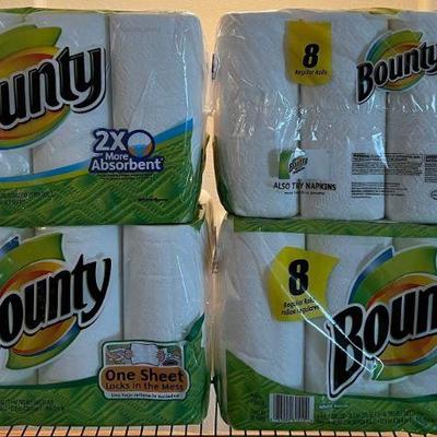 (4) 8 Packs Of Bounty Regular Paper Towel Rolls