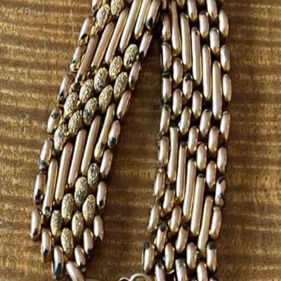 Antique 9k Gold Woven Chain Bracelet With Heart Lock - Key Not Included - 19.26 Grams Total