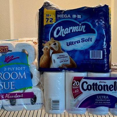 (3) Packs Of Bathroom Tissue - Charmin 18, Cottenelle 20, And 24 Pack