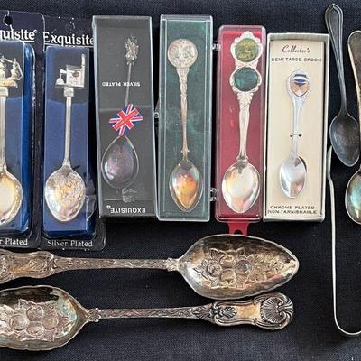 Silver Plate Souvenir And Serving Spoon Lot - (3) Exquisite 