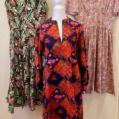 (3) 1960's Hand Made Dresses Ladies Size Small`