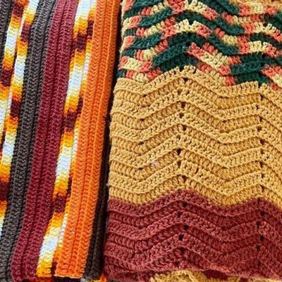 (2) MCM Hand Crocheted Throw Blankets