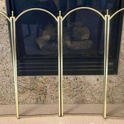 Vintage 4 Panel Gold Tone Fireplace Screen