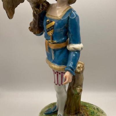 Italian hand painted porcelain falconer figurine