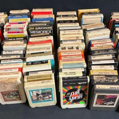 Large vintage 8 track tape collection mixed genres