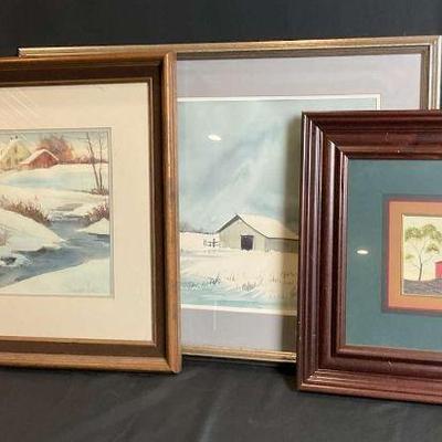 Framed winter landscape art collection set of 3