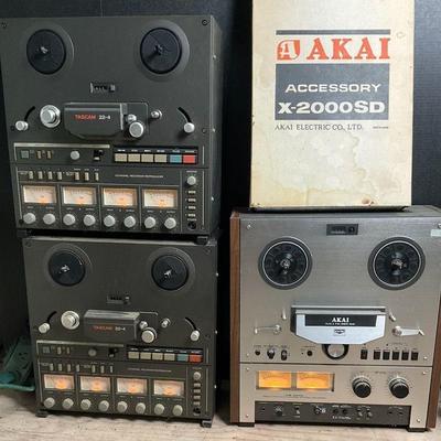 Vintage tascam 22 4 and akai x – 2000sd reel to reel tape recorders