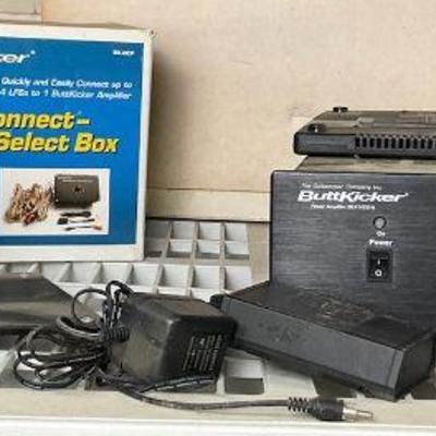 Butt kicker audio system with amplifier and quick select box