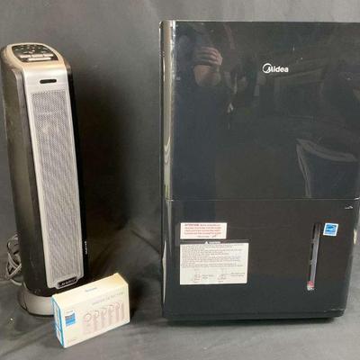 Midea dehumidifier lasko space heater & govee water detector bundle