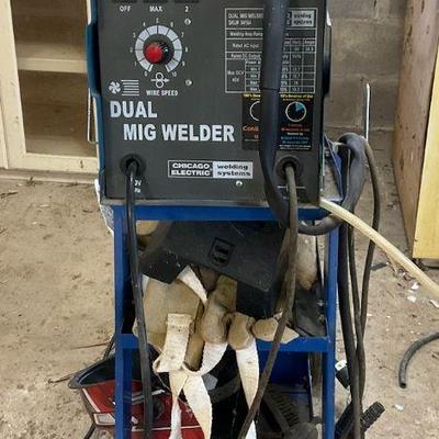 Dual mig welder with cart and accessories
