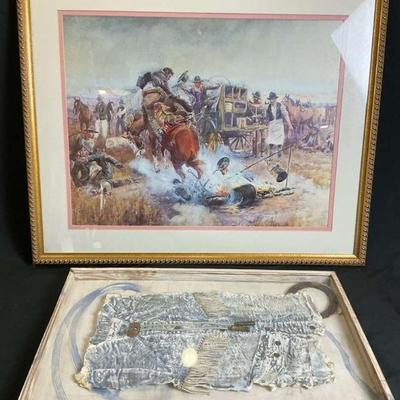 Framed western art print shadow box cowboy vest display