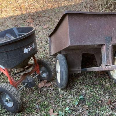 Agri fab broadcast spreader and metal utility cart